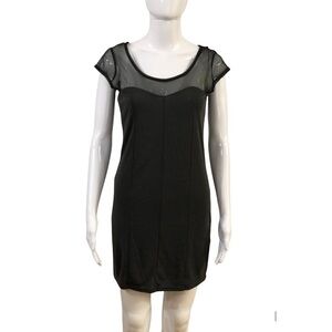 Retro Republic Dress Sz M Sheath Short Sleeve Bodycon Sweetheart Neck Mesh Gray